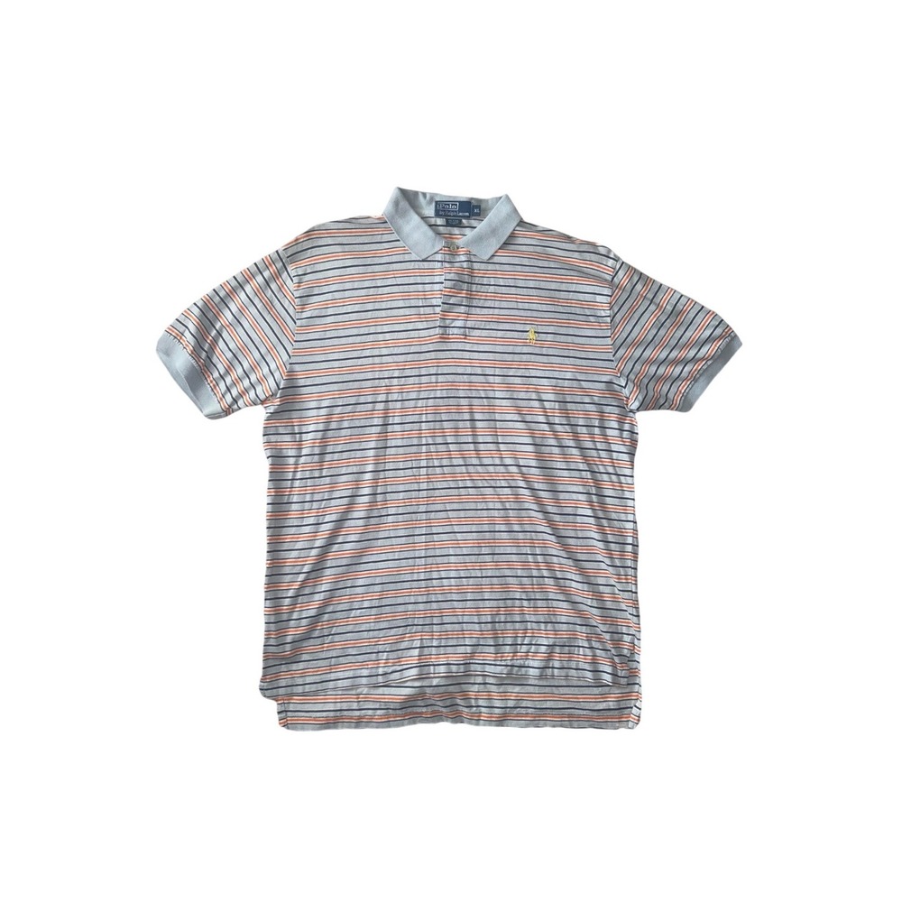 VTG POLO RALPH LAUREN Men's Shirt XL Striped 90s Soft Yellow‎ Pony Rugby